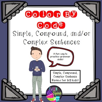 Preview of Types of Sentences: Simple, Compound, Complex Sentences Grammar Color By Code!