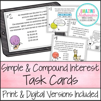 Preview of Simple & Compound Interest Task Cards