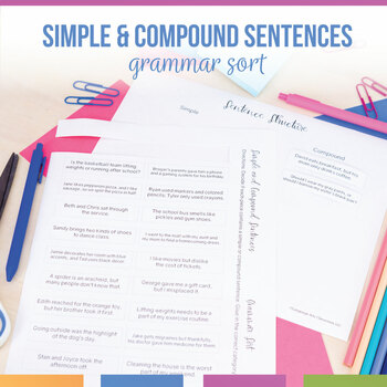 Preview of Simple and Compound Sentences Activity | Grammar Sort Activity