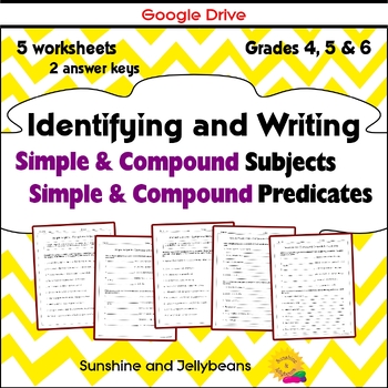 Preview of Simple / Compound Sentences - Subjects and Predicates - Grades 4, 5, 6 - Google
