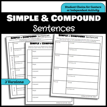 Preview of Simple + Compound Sentences - Writing Activity