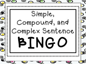 Preview of Simple, Compound, and Complex Sentence *BINGO*
