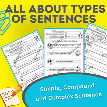 Preview of Simple, Compound and Complex Sentence - Practice Worksheets
