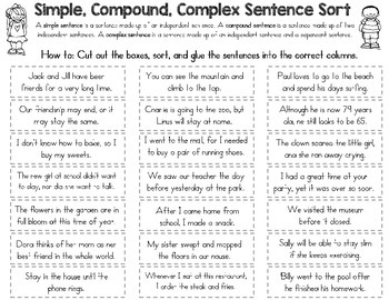 Simple, Compound, and Complex Sentence Sort by Rock Paper 