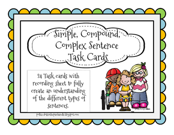 Preview of Simple, Compound and Complex Sentence Task Cards