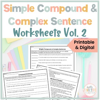 Preview of Simple Compound and Complex Sentence Worksheets Volume 2