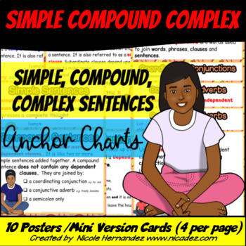 Simple Compound and Complex Sentences Anchor Charts / Posters | TpT