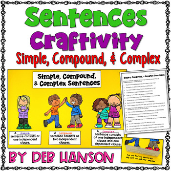 Preview of Simple, Compound, Complex Sentences: Worksheet and Sentence Structure Craftivity