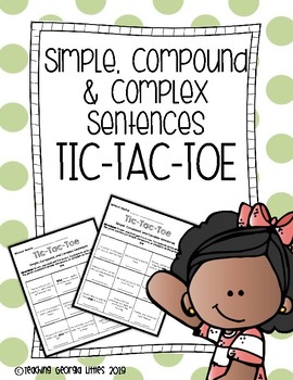 Preview of Simple, Compound, and Complex Sentences Tic-Tac-Toe Game