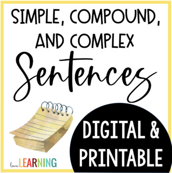 Preview of Simple, Compound, and Complex Sentences - Worksheets with Google Slides