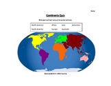 Simple Continent Quiz - 2nd Grade