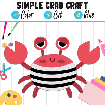 Preview of Simple Crab Craft for Kids: Color, Cut, and Glue, a Fun Activity for Pre K - 2nd