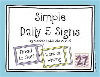Preview of Simple Daily 5 Signs Color and Black Line