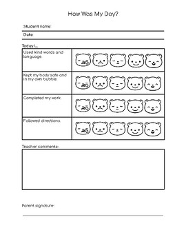 Button Theme Daily Student Reinforcement Behavior Plan Log