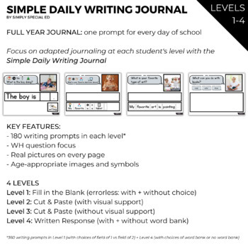 Simple Daily Writing Journal: YEAR-LONG BUNDLE (4 LEVELS)