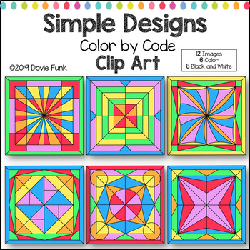Simple Designs Color by Code Clip Art
