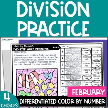 Preview of Valentine's Day Math Color by Code Number Simple Division Fun Packet Valetines