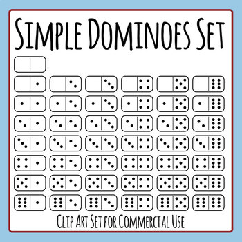 Preview of Simple Dominoes Black & White Line Art Subitizing Math Clip Art / Clipart