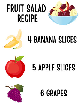 Preview of Simple ECE Preschool Fruit Salad Recipe for Centers