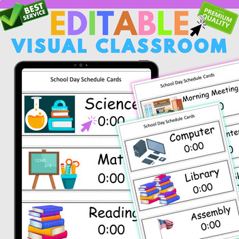 Simple EDITABLE Visual Classroom Daily Schedule Cards - Visual Schedule ...
