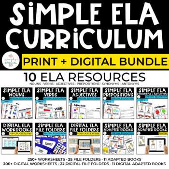 Preview of Simple ELA Curriculum for Special Ed: PRINT + DIGITAL BUNDLE (10 ELA RESOURCES)