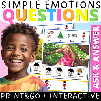 Preview of Emotions & Feelings Questions with Visuals for Speech Therapy AAC Ask & Answer