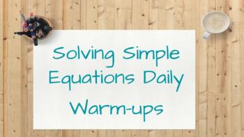 Preview of Simple Equations Daily Warm-ups