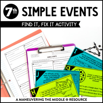 Preview of Simple Events Activity | Probability Error Analysis Activity