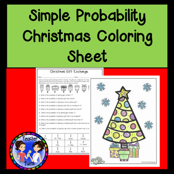 Preview of Probability of Simple Events Christmas Math Coloring Sheet