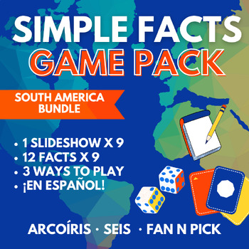 Preview of Simple Facts Games | Arcoíris, Seis, & Fan 'n' Pick | South America BUNDLE