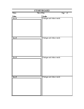 Preview of Simple Film Storyboard Blank Handout