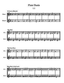 Simple Flute Duets For Beginner Band Students By Sensations Of Sound