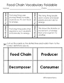 Simple Food Chain Vocabulary Foldable