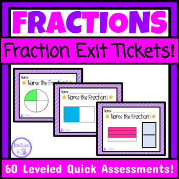 Preview of Basic Fractions Exit Tickets Assessments Simple Fractions Special Education Math