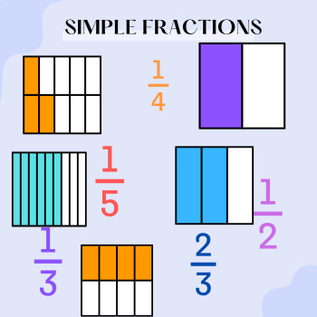 Preview of Simple Fractions worksheet, Kindergarten, Preschool