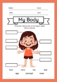 Simple Girl Body Parts Worksheet Labelling PDF