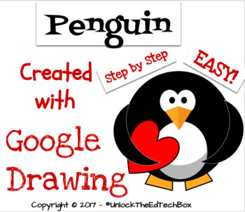 Preview of Easy Graphic Design Digital Penguin - Google Drawing or Google Slides Valentine