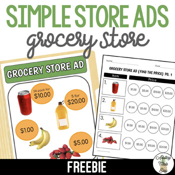 Preview of Simple Grocery Store Ad FREEBIE - File Folder Activities