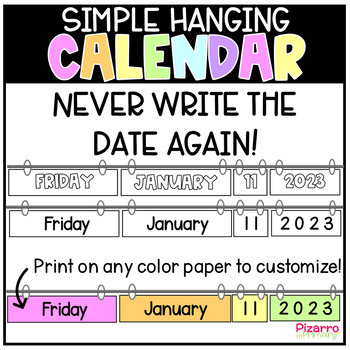 Preview of Simple Hanging Calendar | Flip Calendar | Hanging Date | Shower Rod Calendar