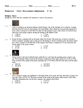 simple harmonic motion worksheet examples 1 12