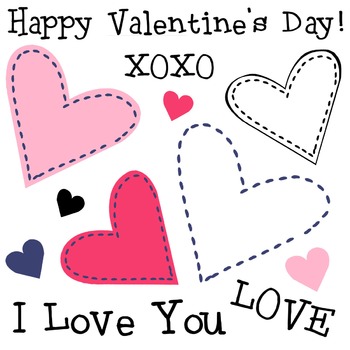 Simple Hearts Clip Art, Valentine's Day Clipart, Cute Sewn Stitches