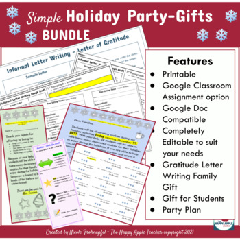Preview of Simple Holiday Party & Gifts Bundle - Editable