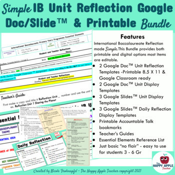 Preview of Simple IB Reflection Google Doc/Slide™ & Printable Bundle