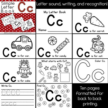 Simple Interactive Letter Book - Letter C by Literacy Spark | TpT