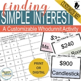 Finding Simple Interest & Total Amount Owed Mystery Activi