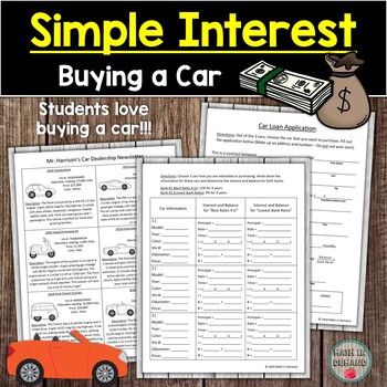 Preview of Simple Interest Activity (Buying a Car)