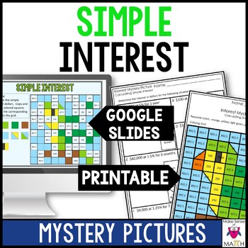Preview of Simple Interest Activity Coloring Digital and Print