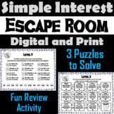 Simple Interest Activity: Escape Room Math Breakout Game