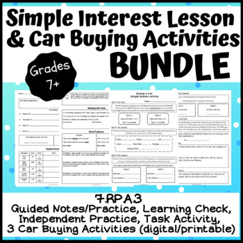 Preview of Simple Interest Bundle: Notes/Practice + Car Buying Activity