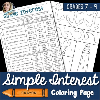 Preview of Simple Interest Coloring Worksheet